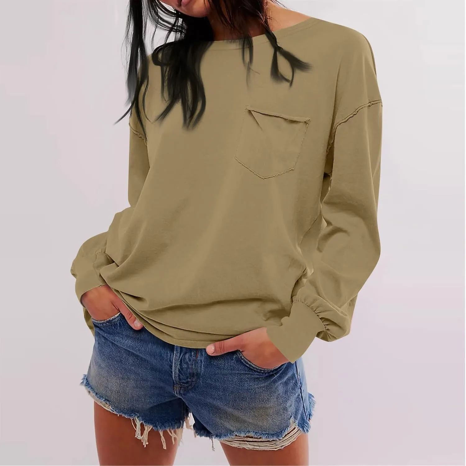 Crew Neck Sweatshirts Women Casual Loose Long Sleeve Tops 2024 Fall Fashion Teacher Shirts Pullover Preppy Clothes