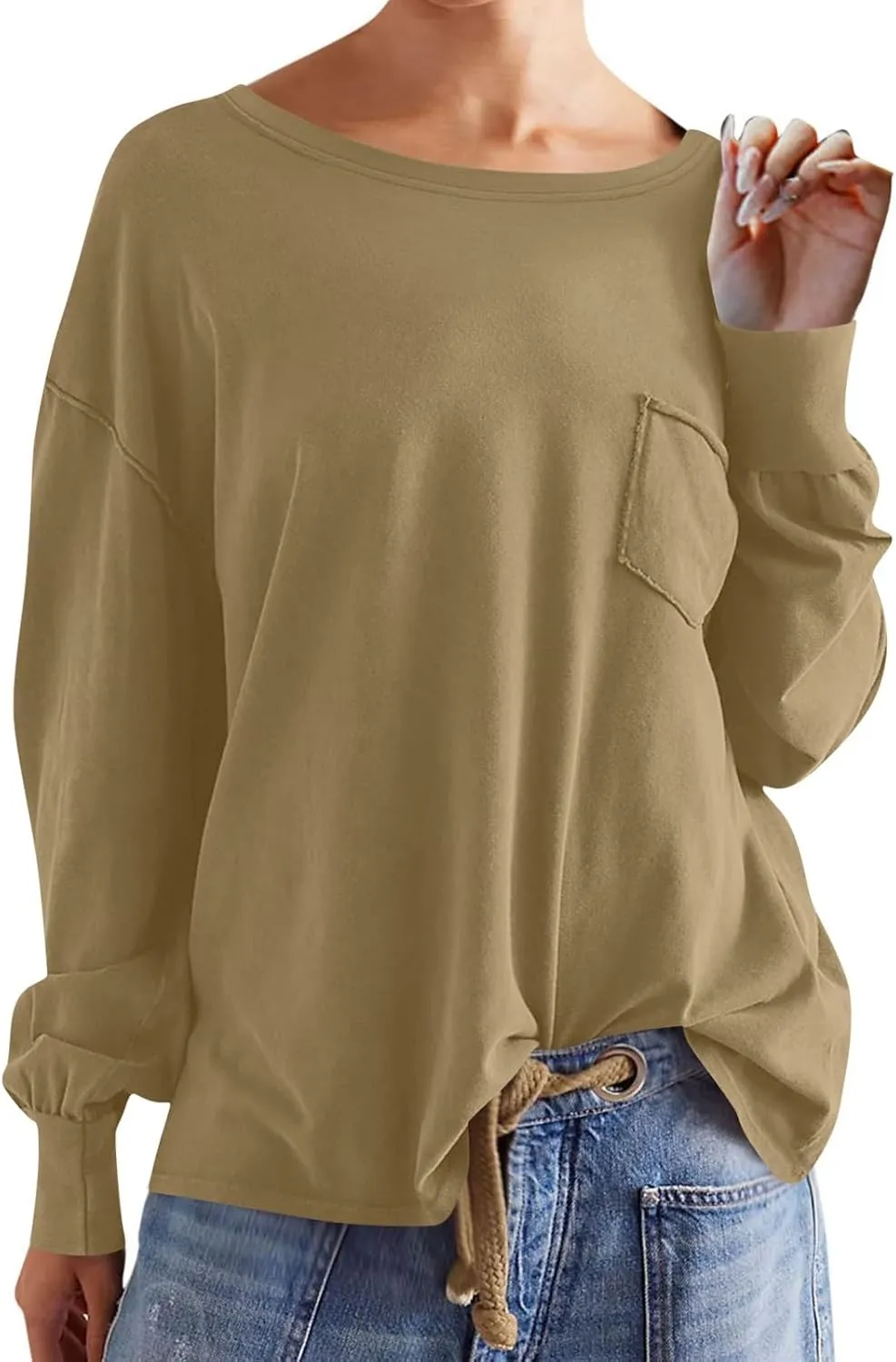 Crew Neck Sweatshirts Women Casual Loose Long Sleeve Tops 2024 Fall Fashion Teacher Shirts Pullover Preppy Clothes