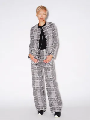 CREWNECK JACKET - PLAID DENIM