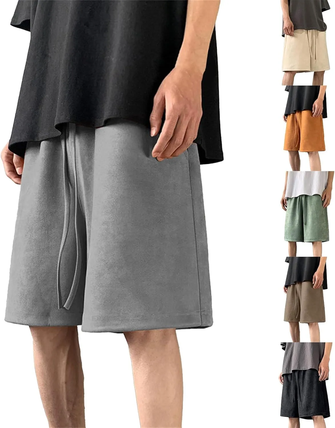 CRNTCEM Men's Loose Fit Lounge Shorts Plus Size Elastic Waisted Basketball Track Short Pants Athletic Workout Running Shorts