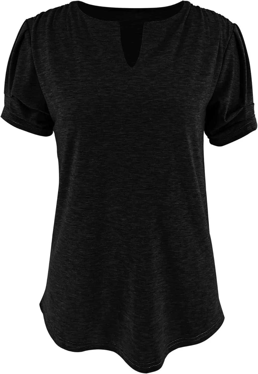 Dailiup Women's Casual V Neck T-Shirts Short Sleeve Summer Cute Tunic Tops Tees Loose Solid Basic Blouses