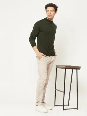 Dark Moss Green Sweater in Relaxed Fit