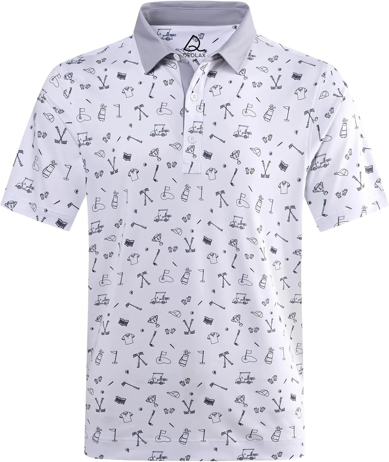 DEOLAX Mens Golf Shirt Moisture Wicking Dry Fit Performance Mens Polo Shirts Short Sleeve Fashion Print Golf Shirts for Men