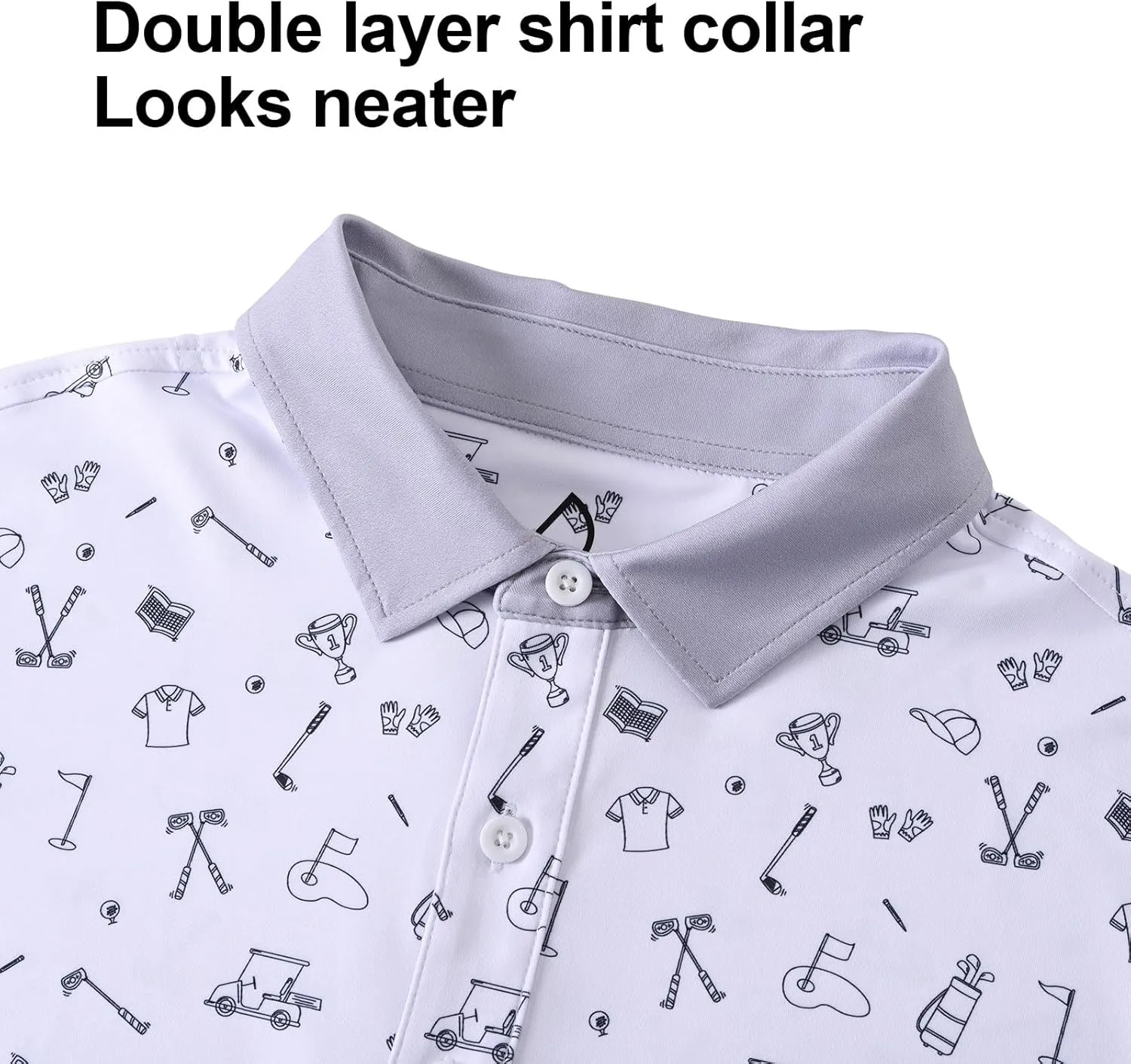 DEOLAX Mens Golf Shirt Moisture Wicking Dry Fit Performance Mens Polo Shirts Short Sleeve Fashion Print Golf Shirts for Men