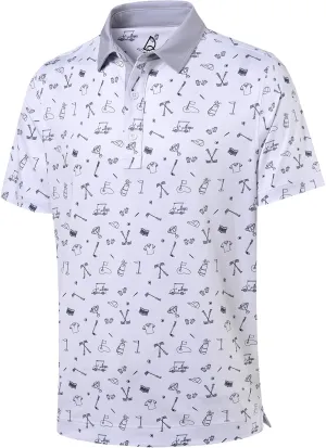 DEOLAX Mens Golf Shirt Moisture Wicking Dry Fit Performance Mens Polo Shirts Short Sleeve Fashion Print Golf Shirts for Men