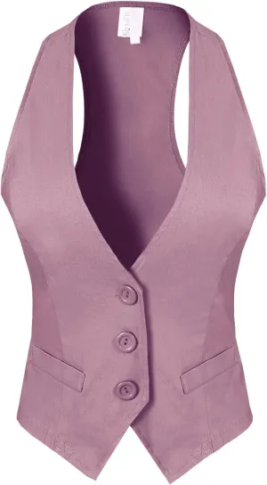 Design by Olivia Women's Dressy Casual Versatile Racerback Vest Tuxedo Suit Waistcoat