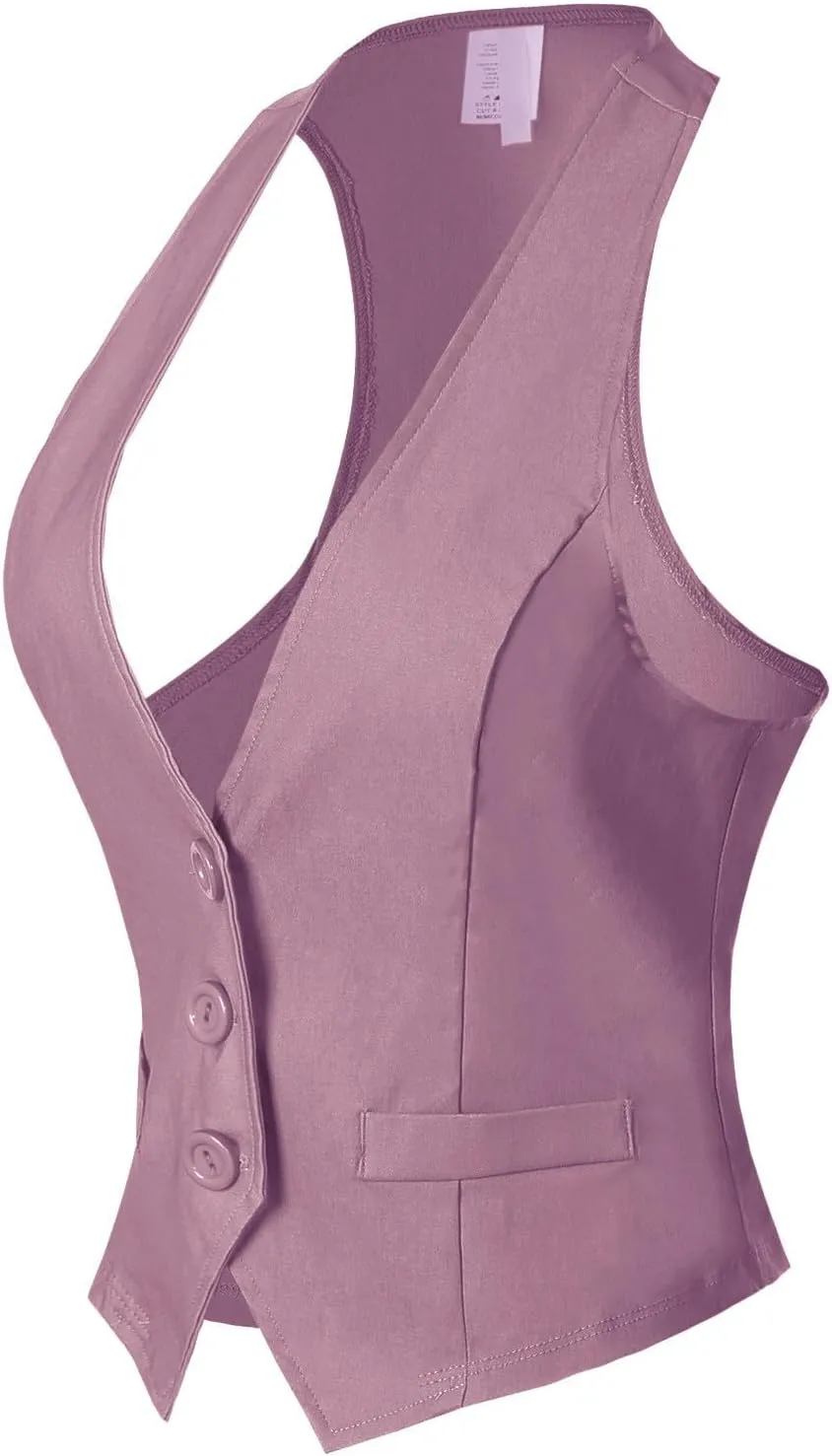 Design by Olivia Women's Dressy Casual Versatile Racerback Vest Tuxedo Suit Waistcoat