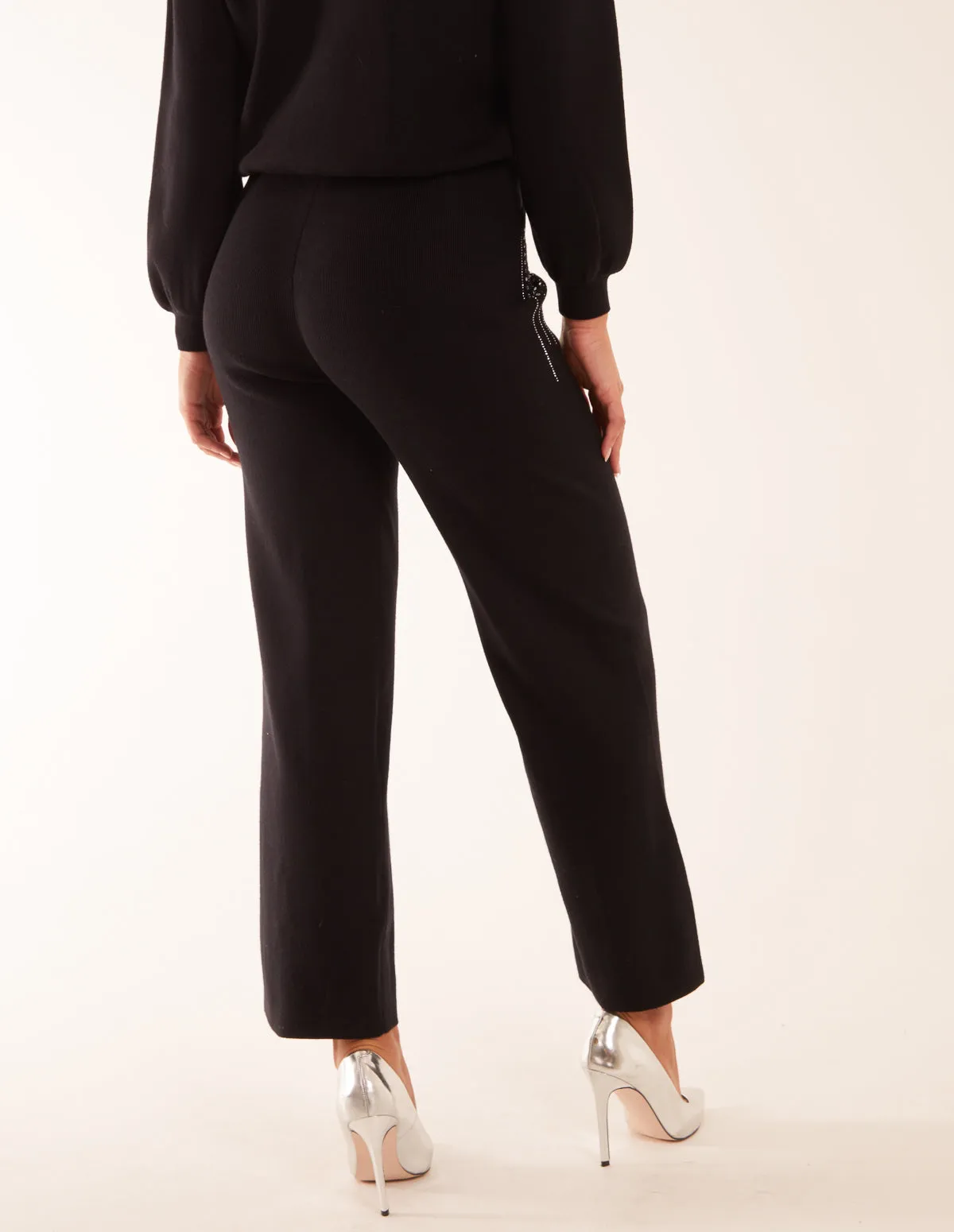 Diamante Knitted Flared Trousers