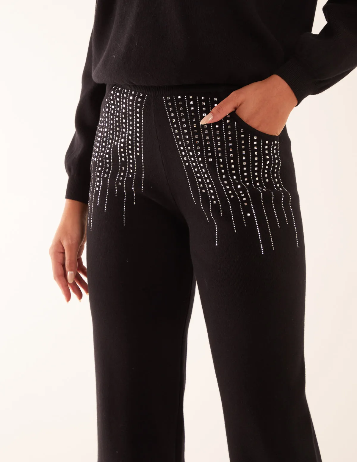 Diamante Knitted Flared Trousers