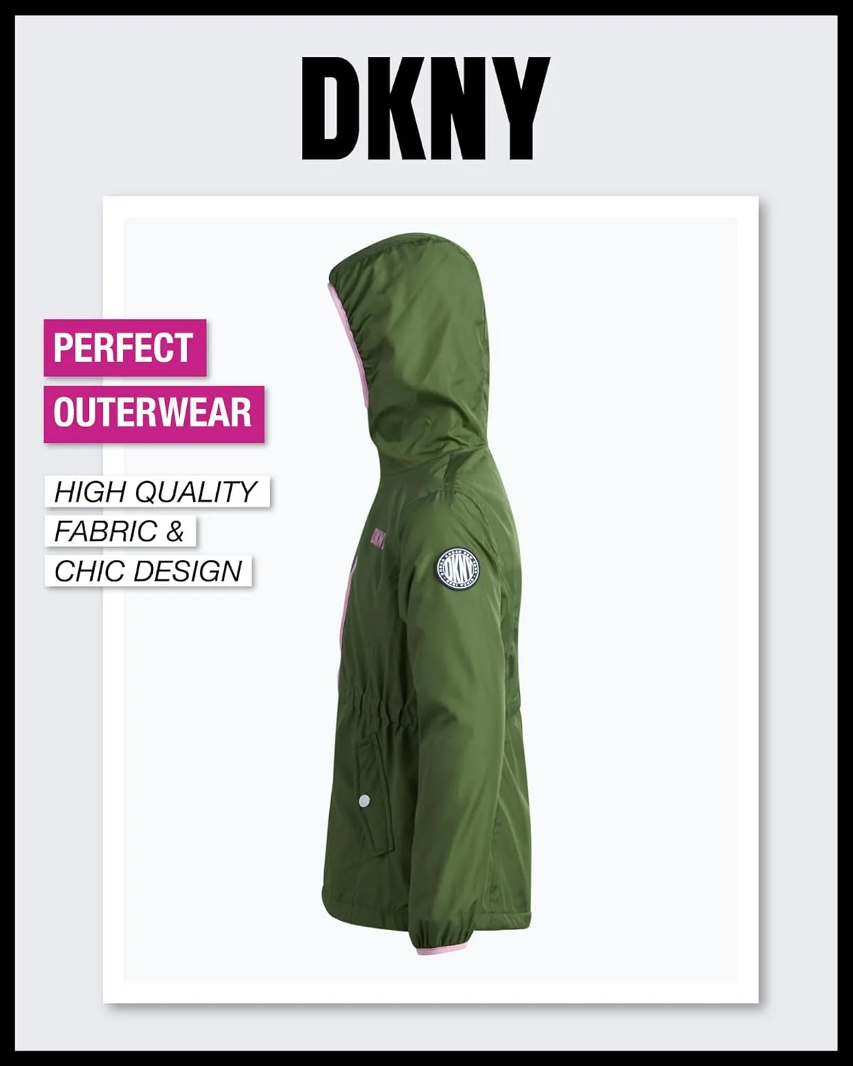 DKNY Girls' Jacket - Lightweight Polar Fleece Lined Anorak Jacket - Weather Resistant Coat for Girls (4-16)