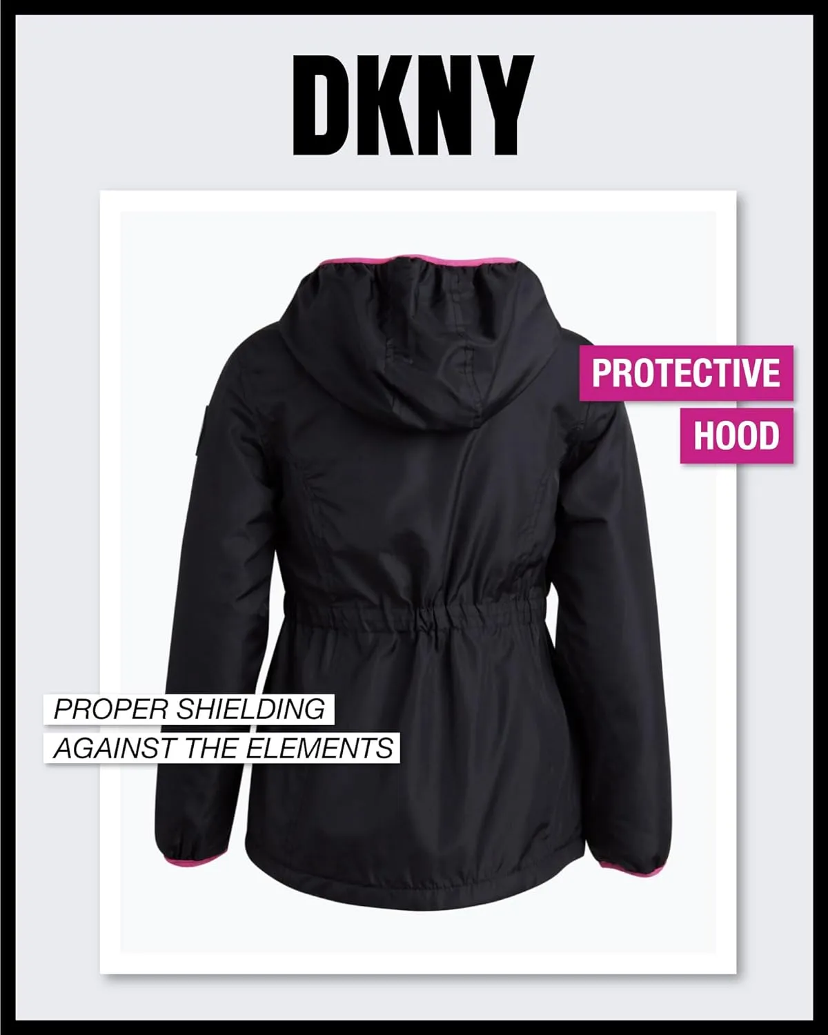 DKNY Girls' Jacket - Lightweight Polar Fleece Lined Anorak Jacket - Weather Resistant Coat for Girls (4-16)