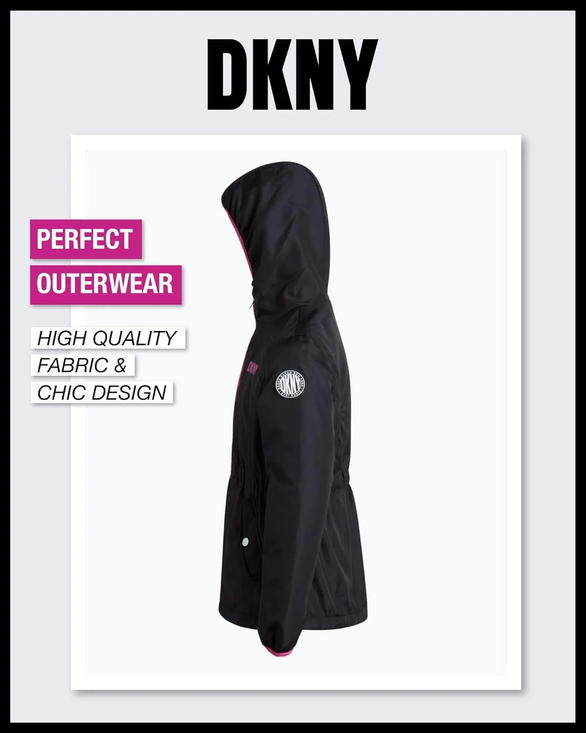 DKNY Girls' Jacket - Lightweight Polar Fleece Lined Anorak Jacket - Weather Resistant Coat for Girls (4-16)
