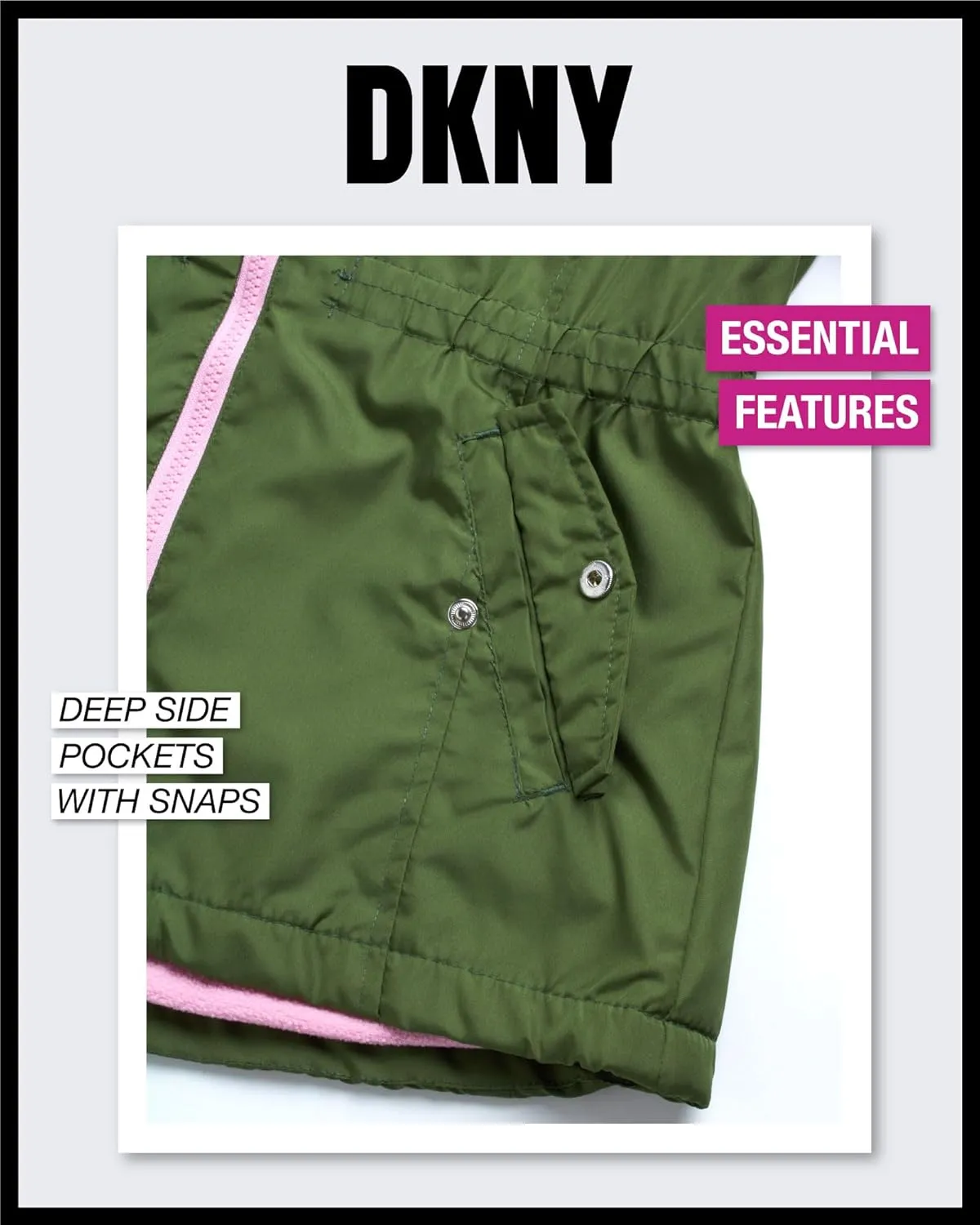 DKNY Girls' Jacket - Lightweight Polar Fleece Lined Anorak Jacket - Weather Resistant Coat for Girls (4-16)