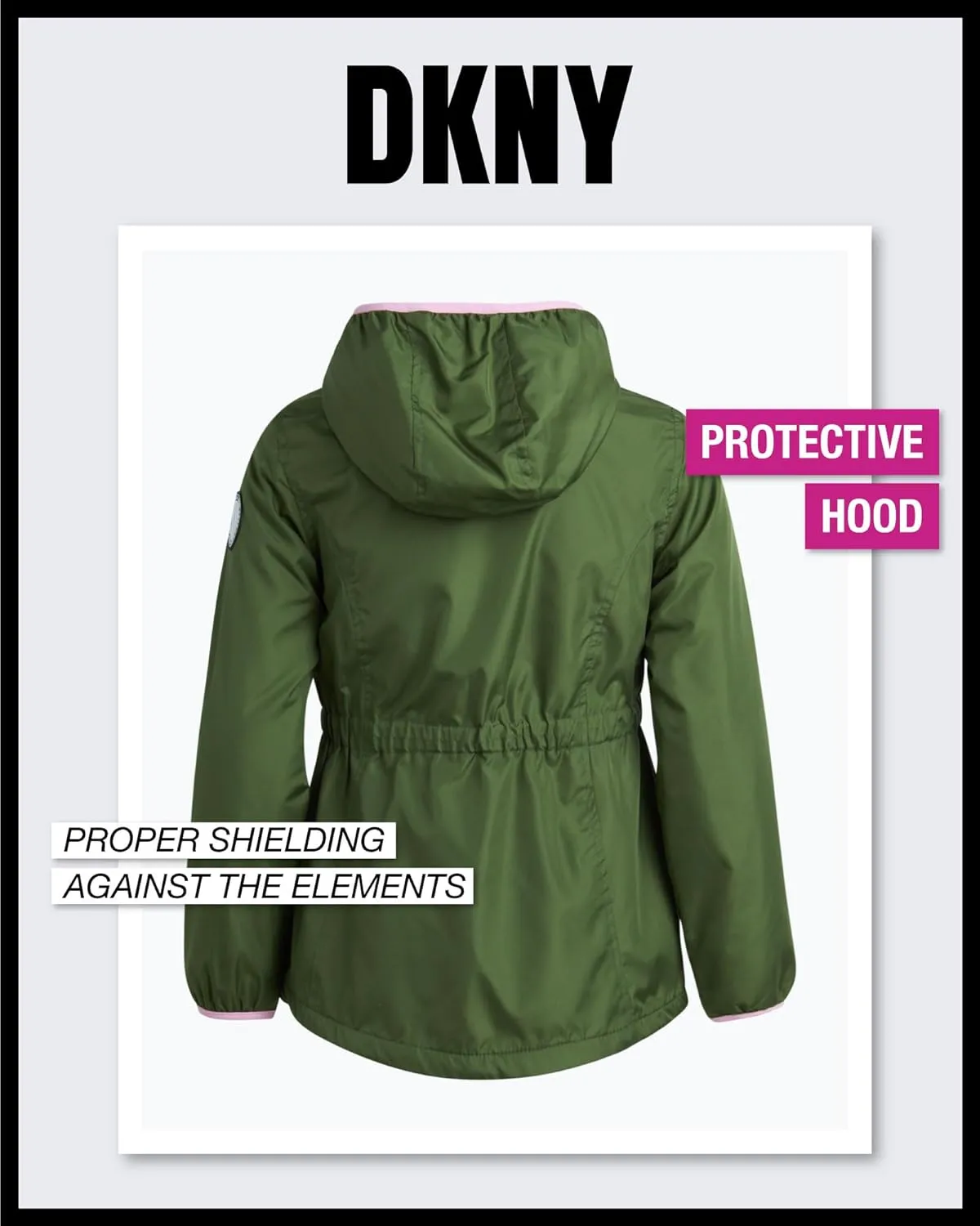 DKNY Girls' Jacket - Lightweight Polar Fleece Lined Anorak Jacket - Weather Resistant Coat for Girls (4-16)