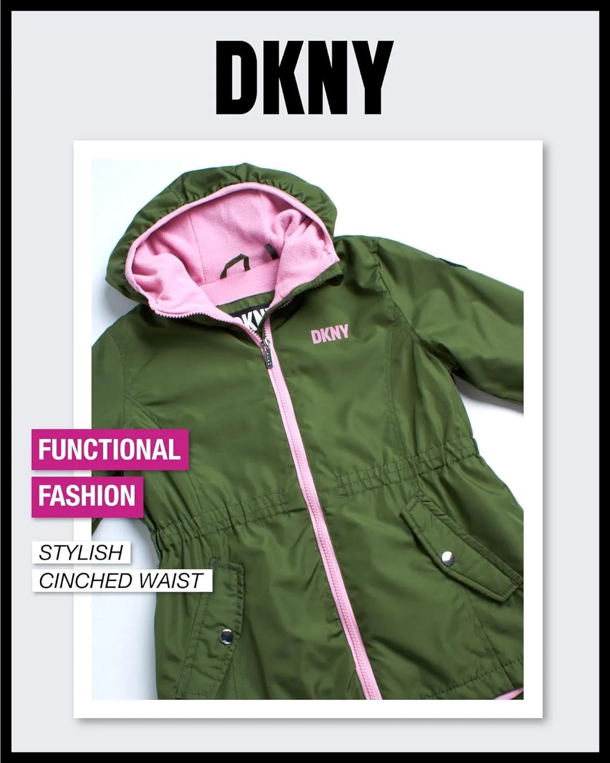 DKNY Girls' Jacket - Lightweight Polar Fleece Lined Anorak Jacket - Weather Resistant Coat for Girls (4-16)