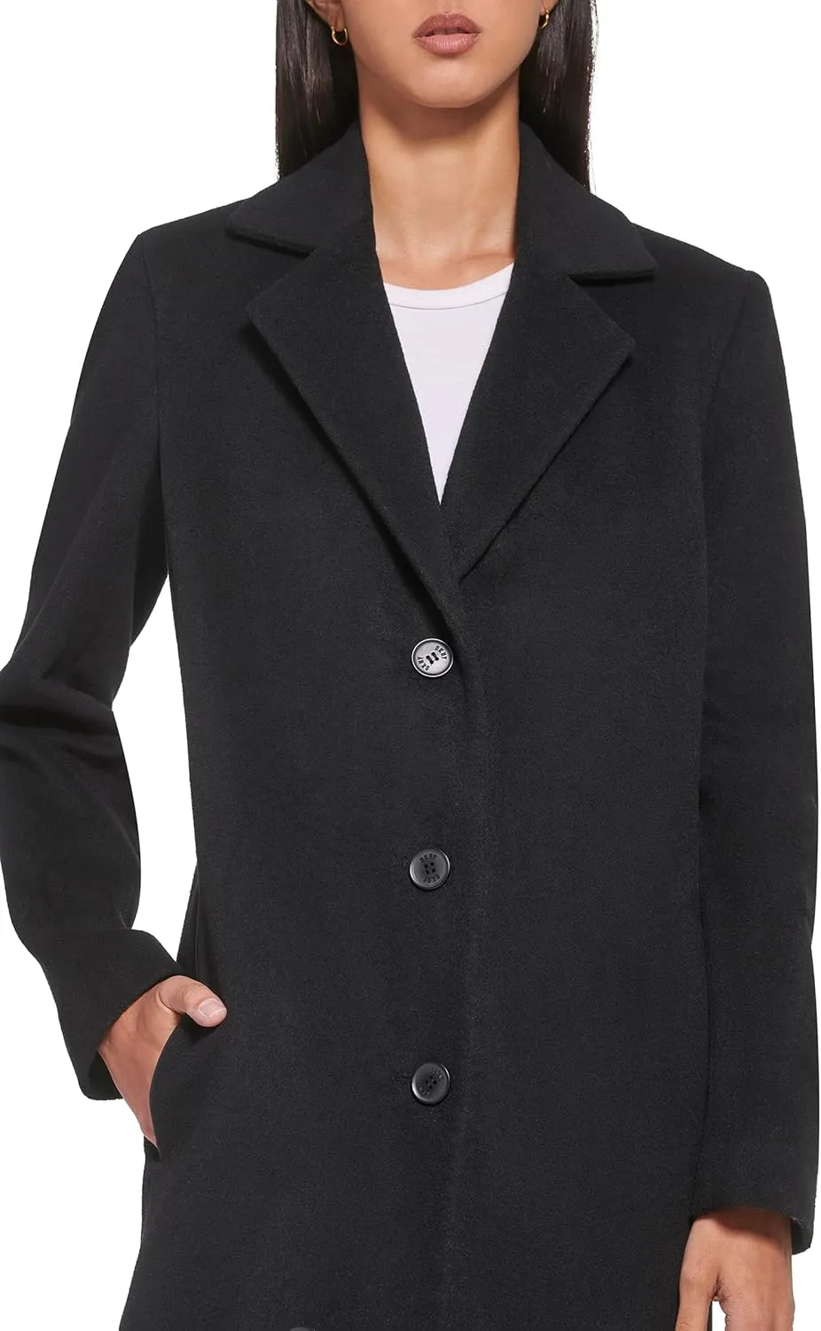DKNY Womens Walker Wool Coat