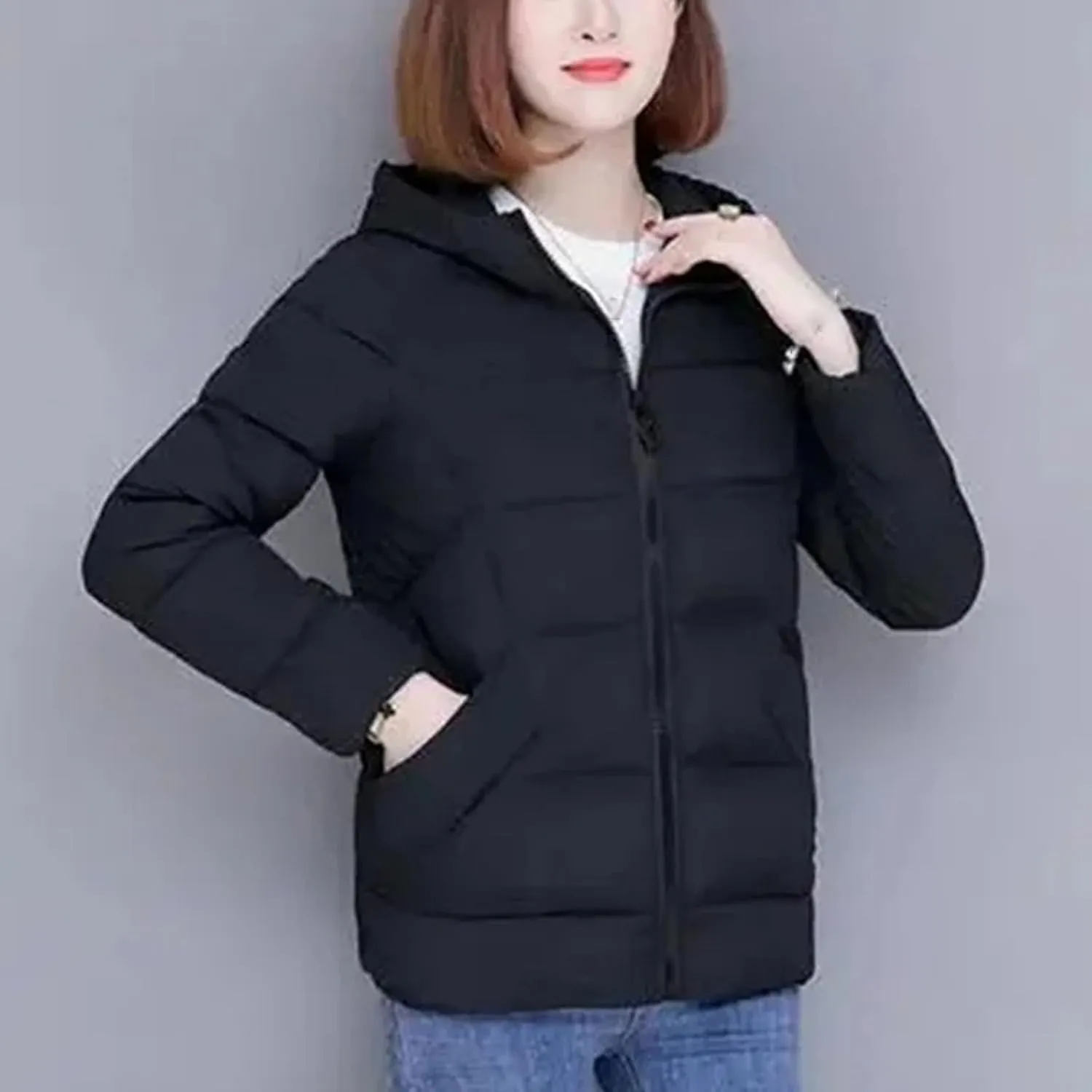 Down Cotton Jacket Women's Coat Lightweight Padded Jacket Padded Jacket Hooded Outwear