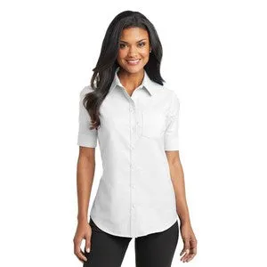 EMBROIDERED -Port Authority® Ladies Short Sleeve SuperPro™ Oxford Shirt