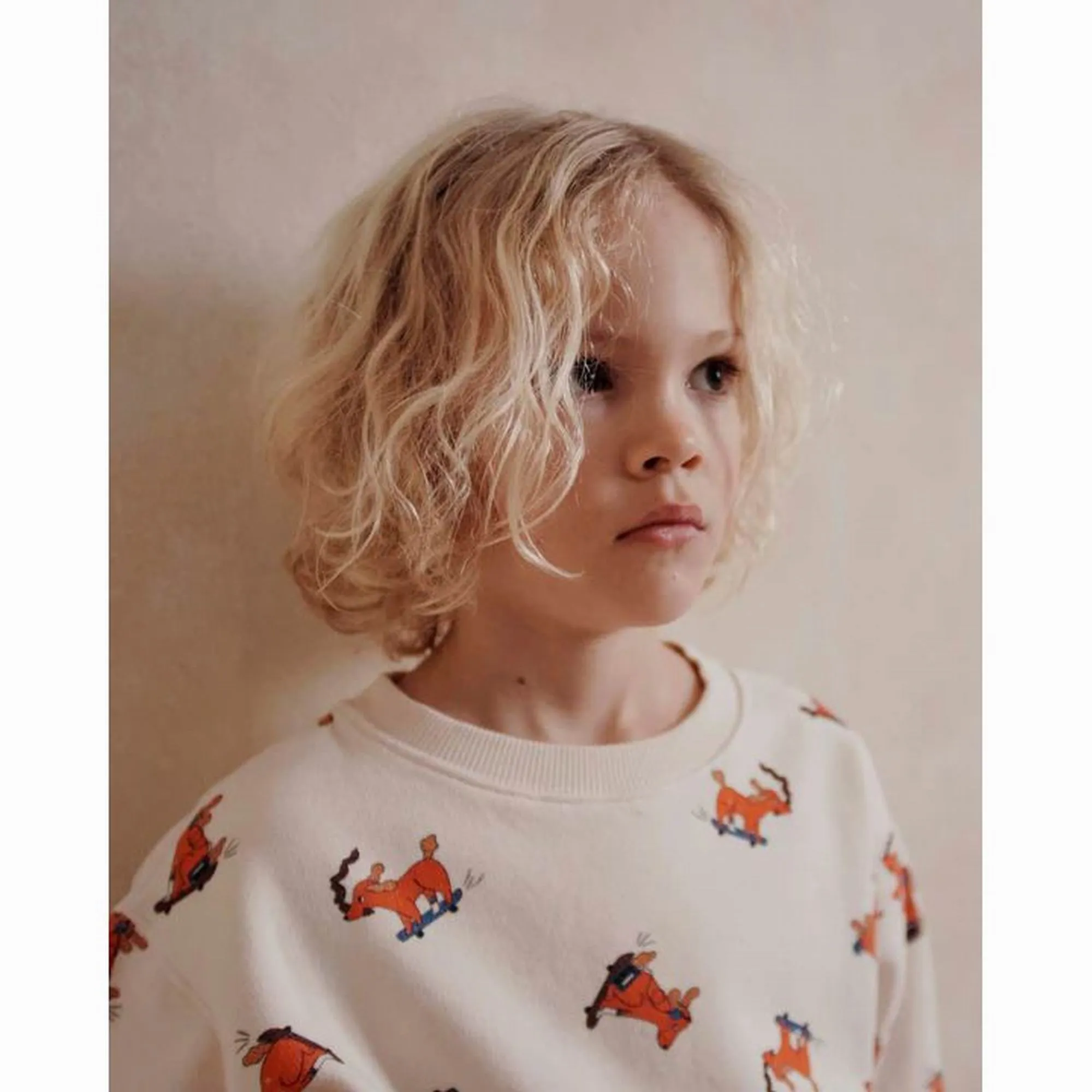 Emile et Ida Skating Dog Fleece Sweatshirt – Creme Chien