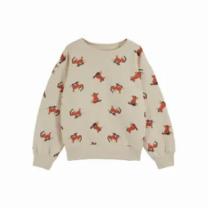 Emile et Ida Skating Dog Fleece Sweatshirt – Creme Chien
