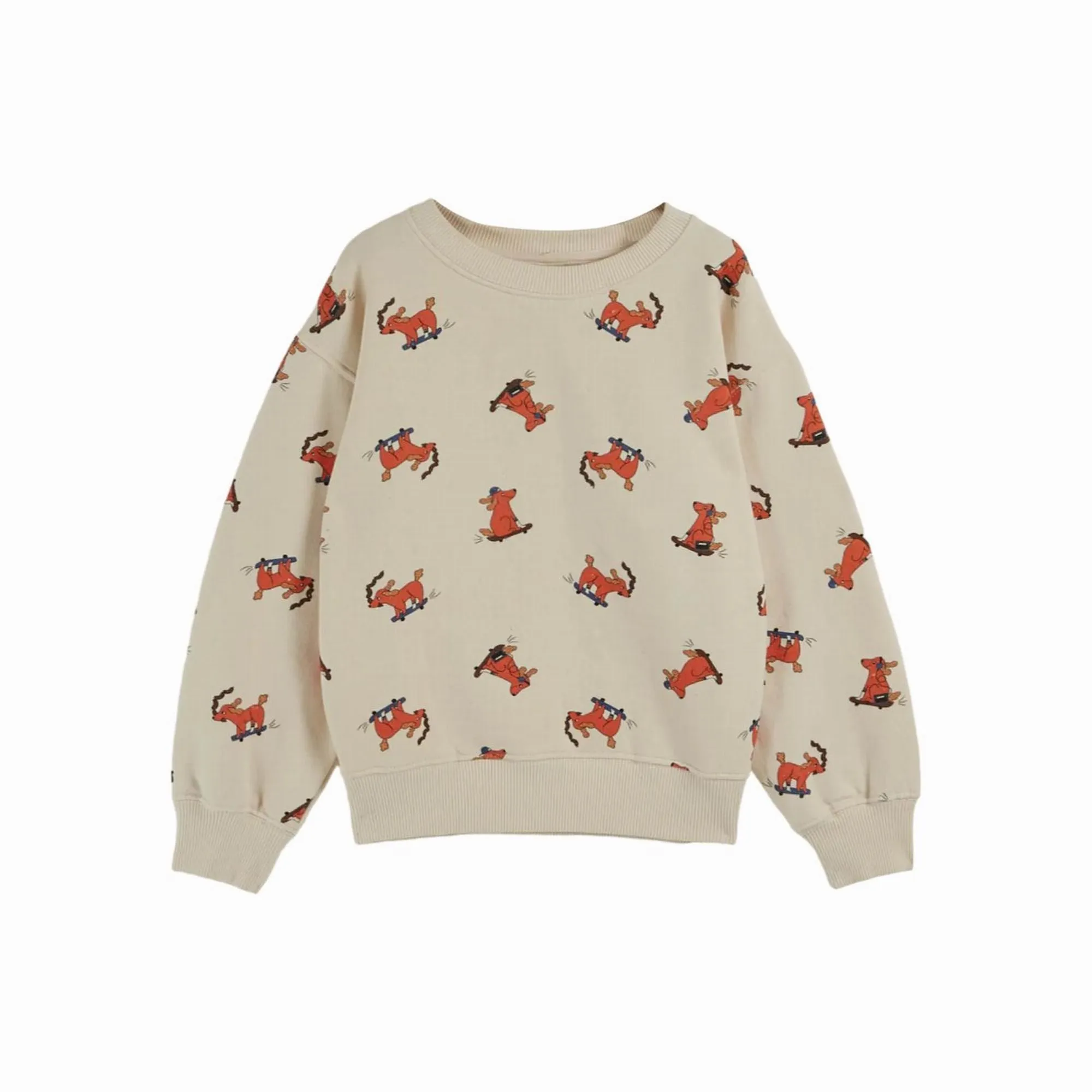 Emile et Ida Skating Dog Fleece Sweatshirt – Creme Chien