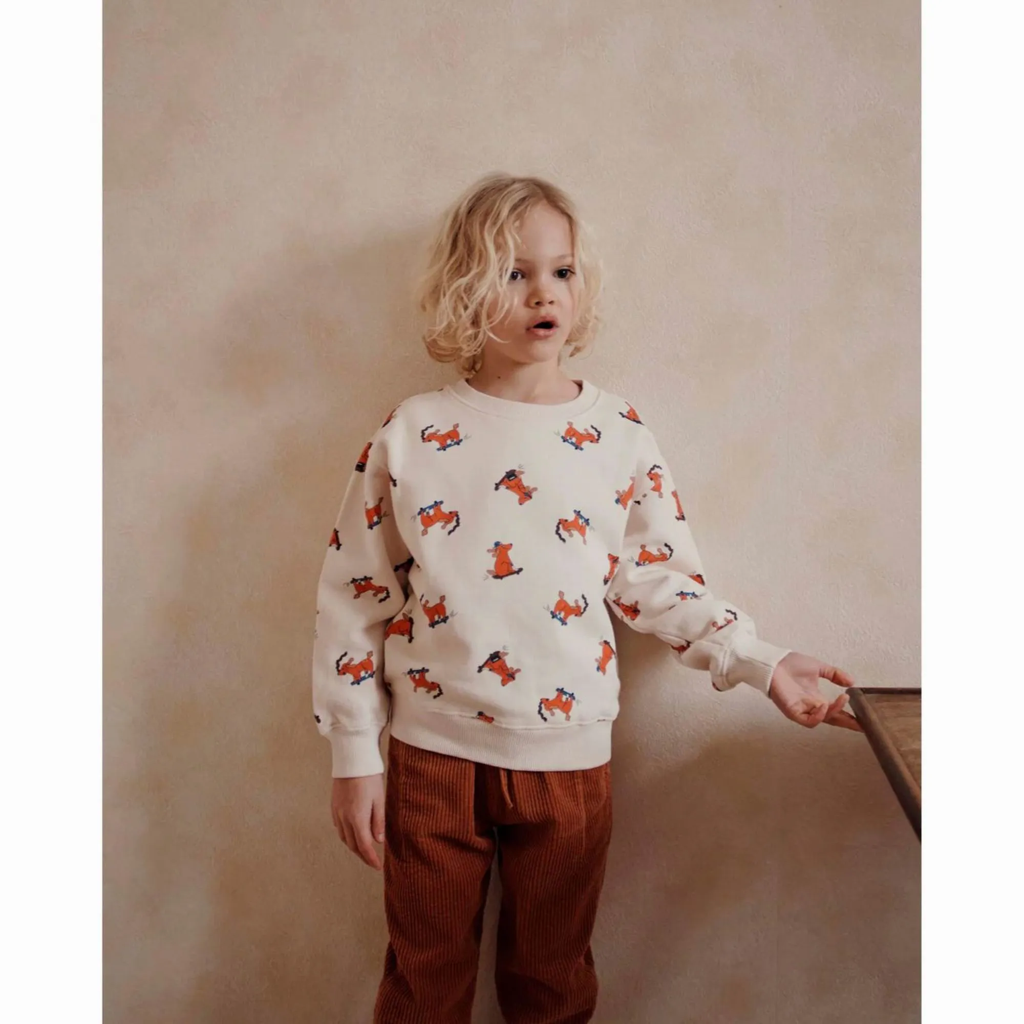 Emile et Ida Skating Dog Fleece Sweatshirt – Creme Chien