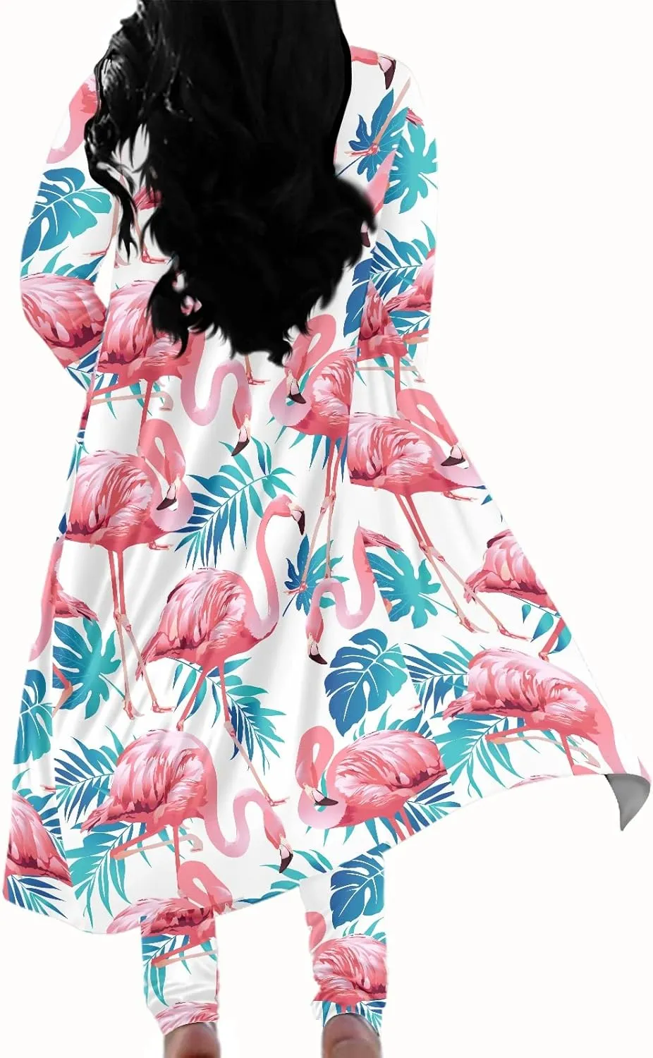 ENLACHIC Women Floral Print Long Sleeve Cardigan Cover up Long Pants 2 Piece Outfits Set