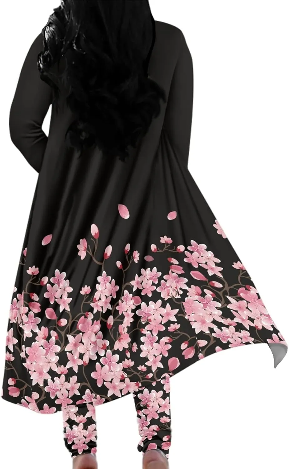 ENLACHIC Women Floral Print Long Sleeve Cardigan Cover up Long Pants 2 Piece Outfits Set