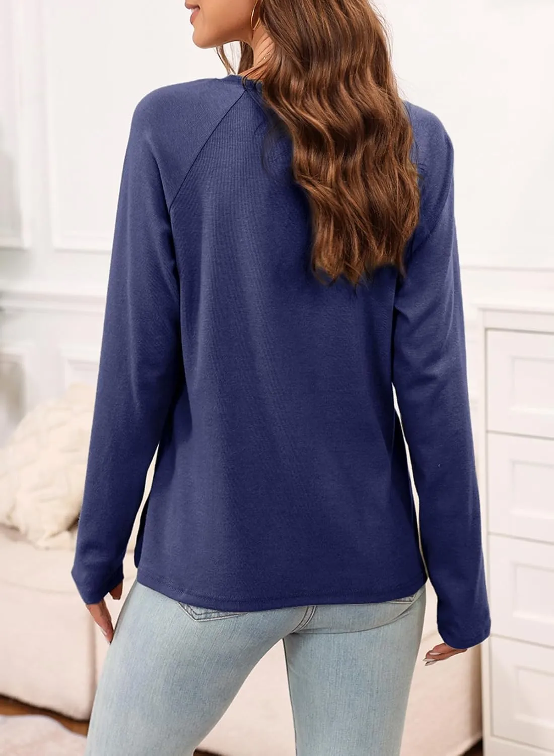 EVALESS Womens Casual Spring Summer Tops 2025 Trendy Crewneck Long Sleeve Shirts Basic T Shirts Loose Fit Pleated Tee Blouses