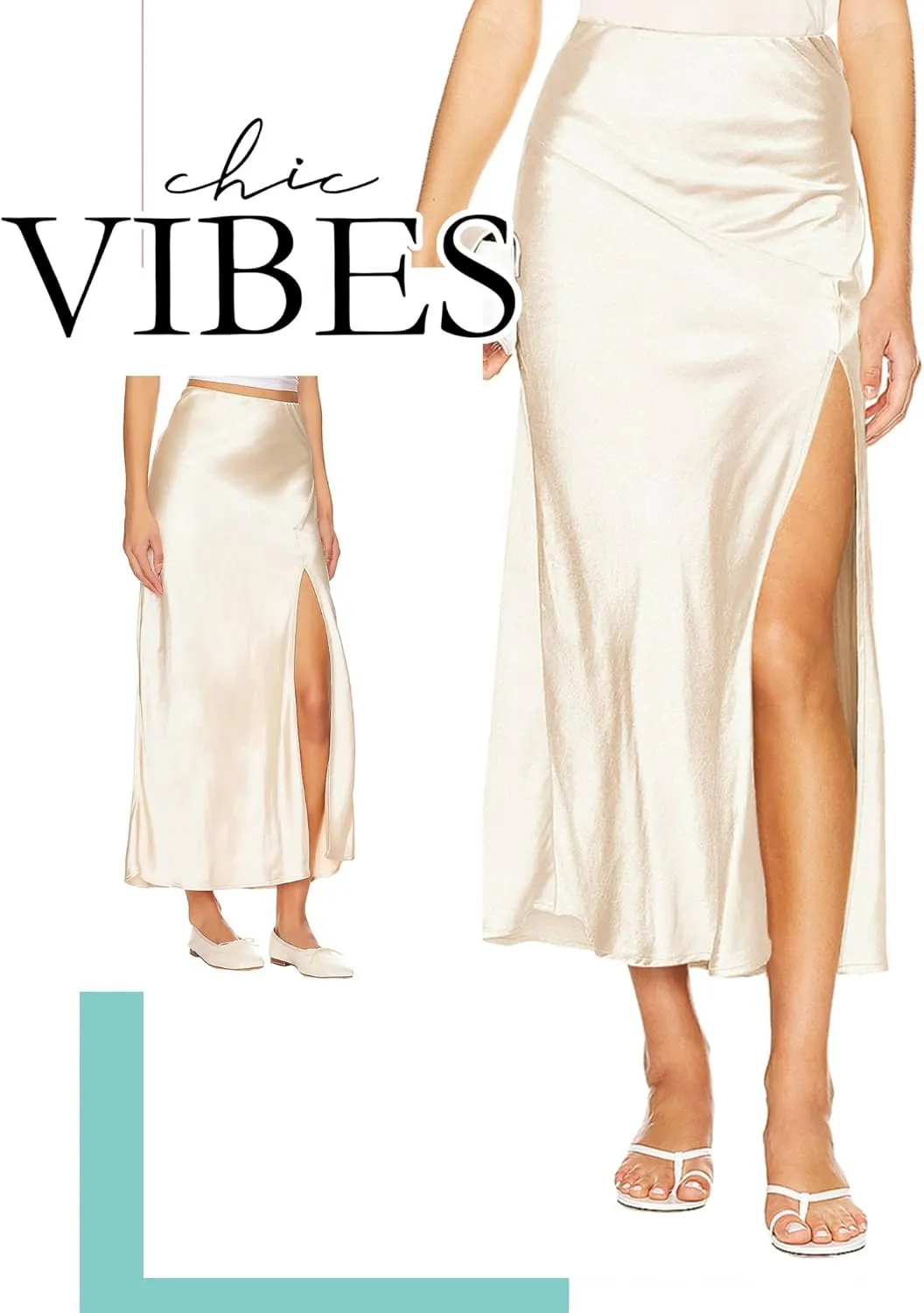 Ezcosplay Womens Satin Silk Maxi Skirt with Slit Elastic High Waist Sexy Thigh Split Silky A Line Long Skirts