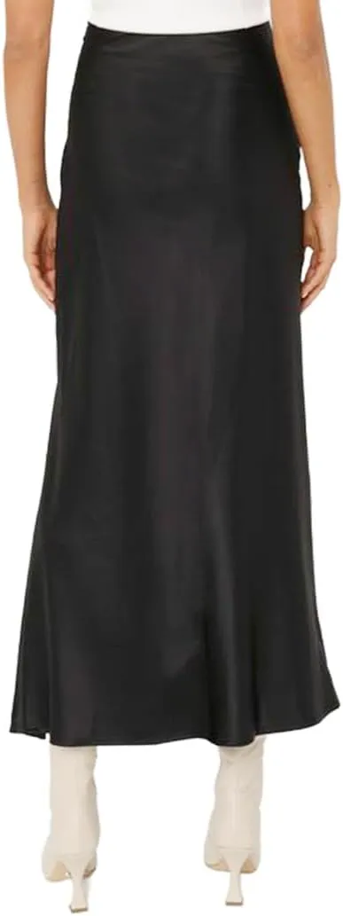 Ezcosplay Womens Satin Silk Maxi Skirt with Slit Elastic High Waist Sexy Thigh Split Silky A Line Long Skirts