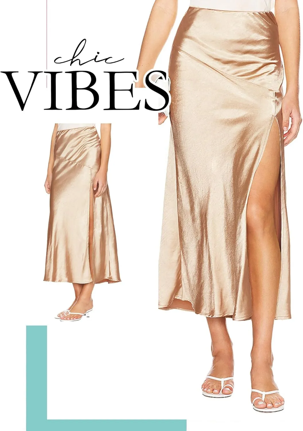 Ezcosplay Womens Satin Silk Maxi Skirt with Slit Elastic High Waist Sexy Thigh Split Silky A Line Long Skirts
