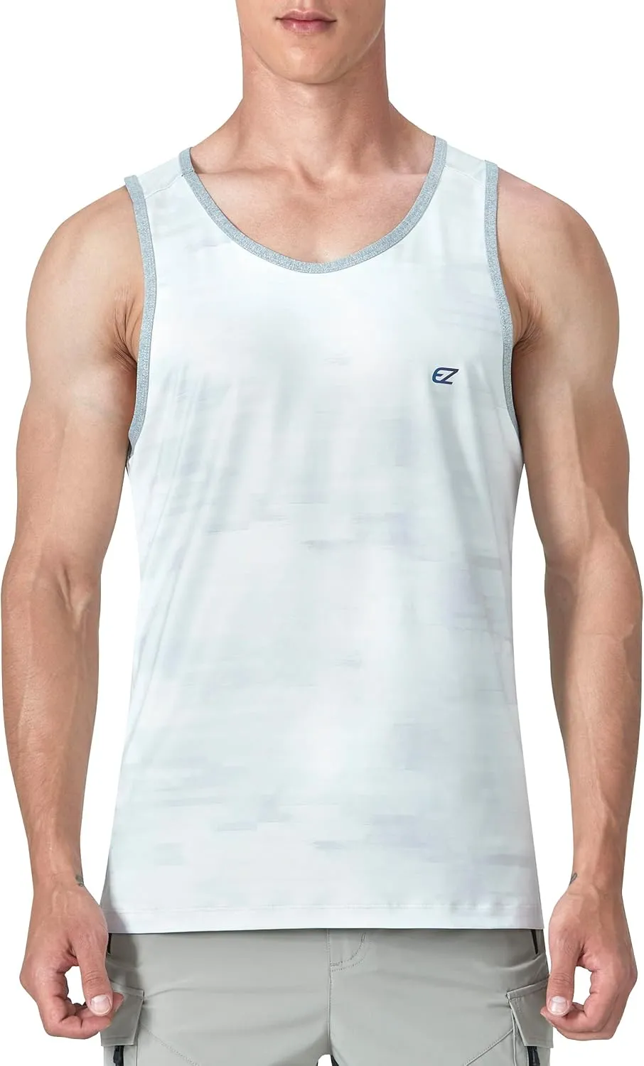 EZRUN Men's Tank Tops Quick Dry Workout Swim Beach Shirts Sleeveless Shirts for Bodybuilding Gym Fitness Training