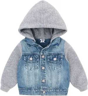 famuka Baby Boy Denim Jacket Toddlers Hooded Jean Coat