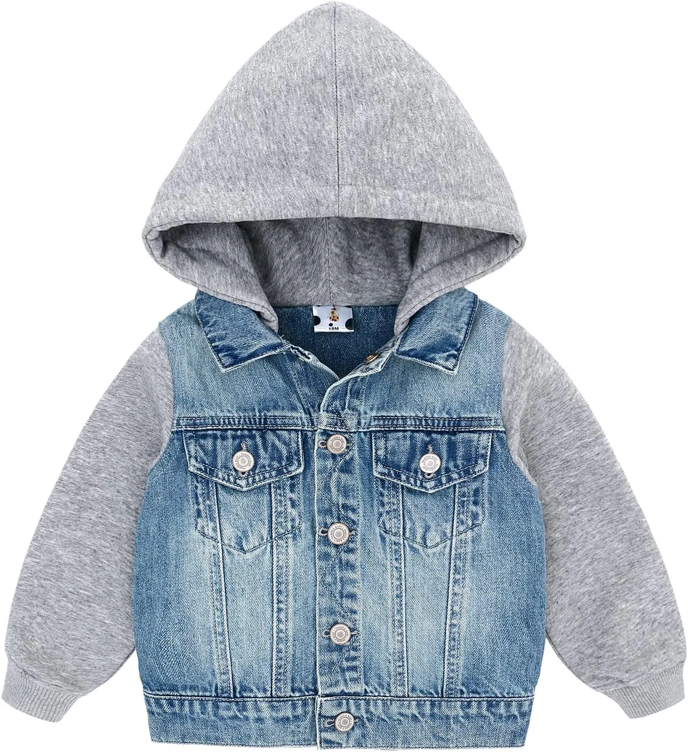famuka Baby Boy Denim Jacket Toddlers Hooded Jean Coat