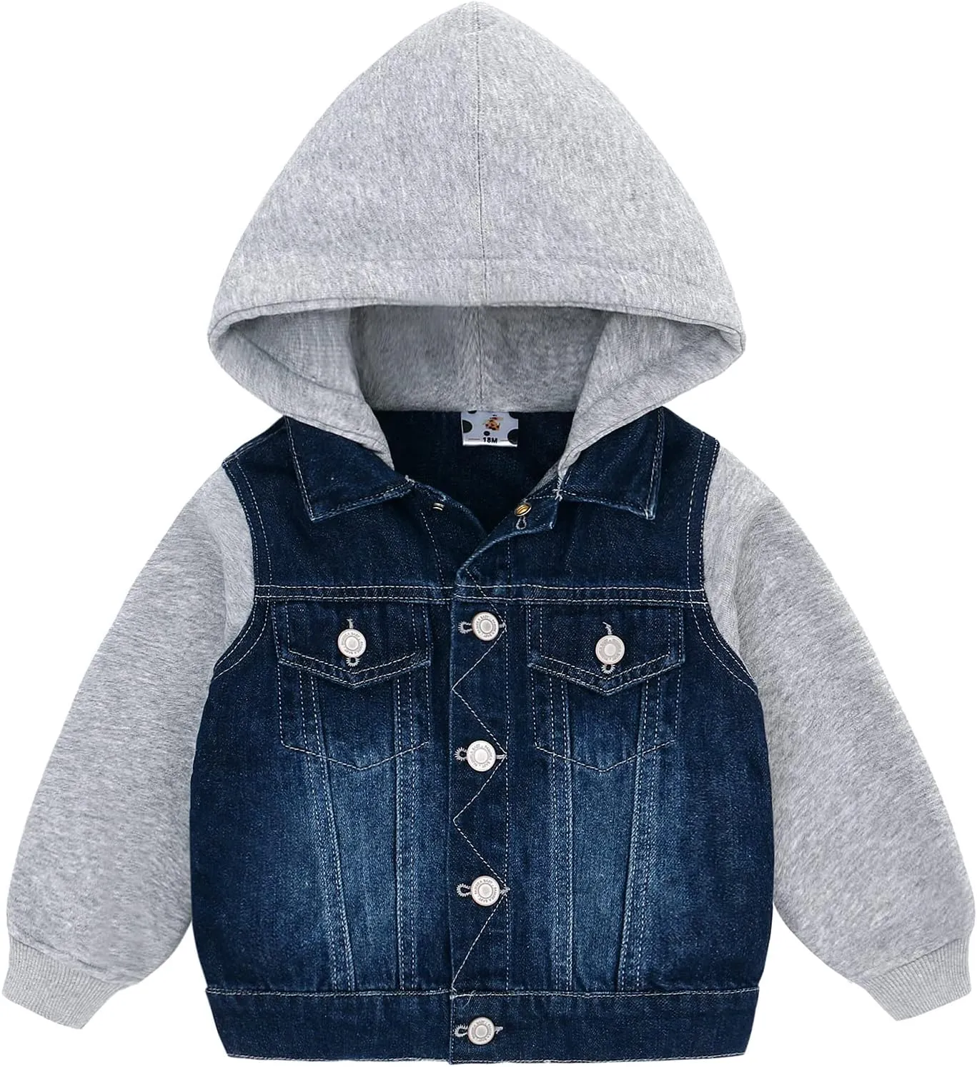 famuka Baby Boy Denim Jacket Toddlers Hooded Jean Coat