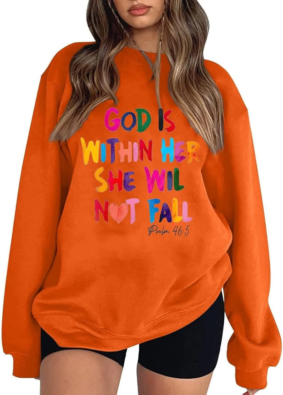 Fashion Sweatshirts for Women Long Sleeve Crew Neck Pullover Oversized Colorful Alphabet Graphic Loose Fit Tops