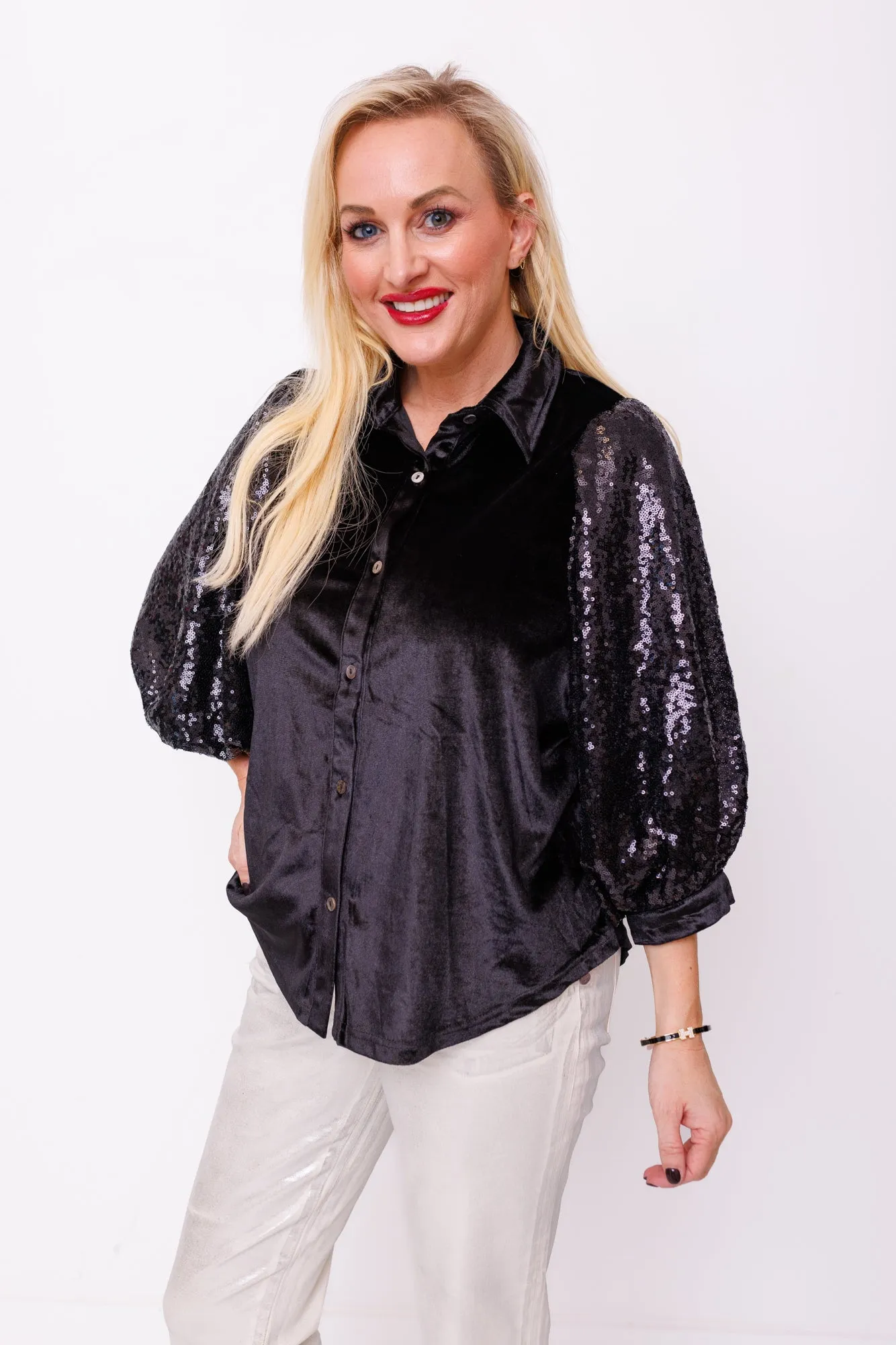 Feel Popular Blouse, BLACK