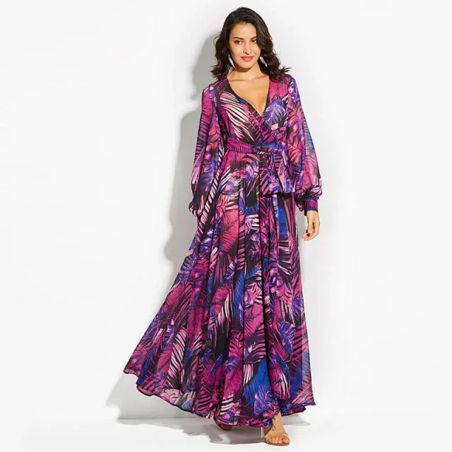 Floral Print Boho Bohemian Autumn Long Dress