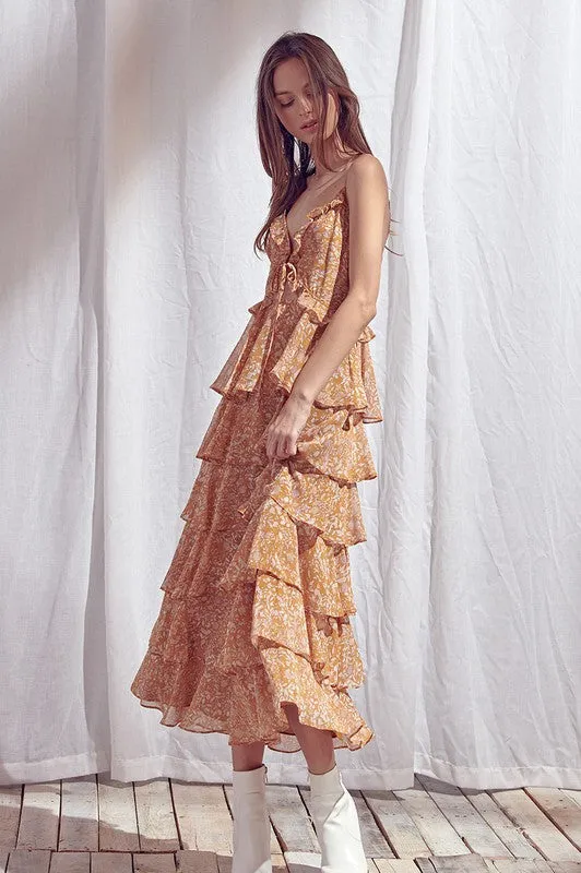 Floral Print Ruffle Dress