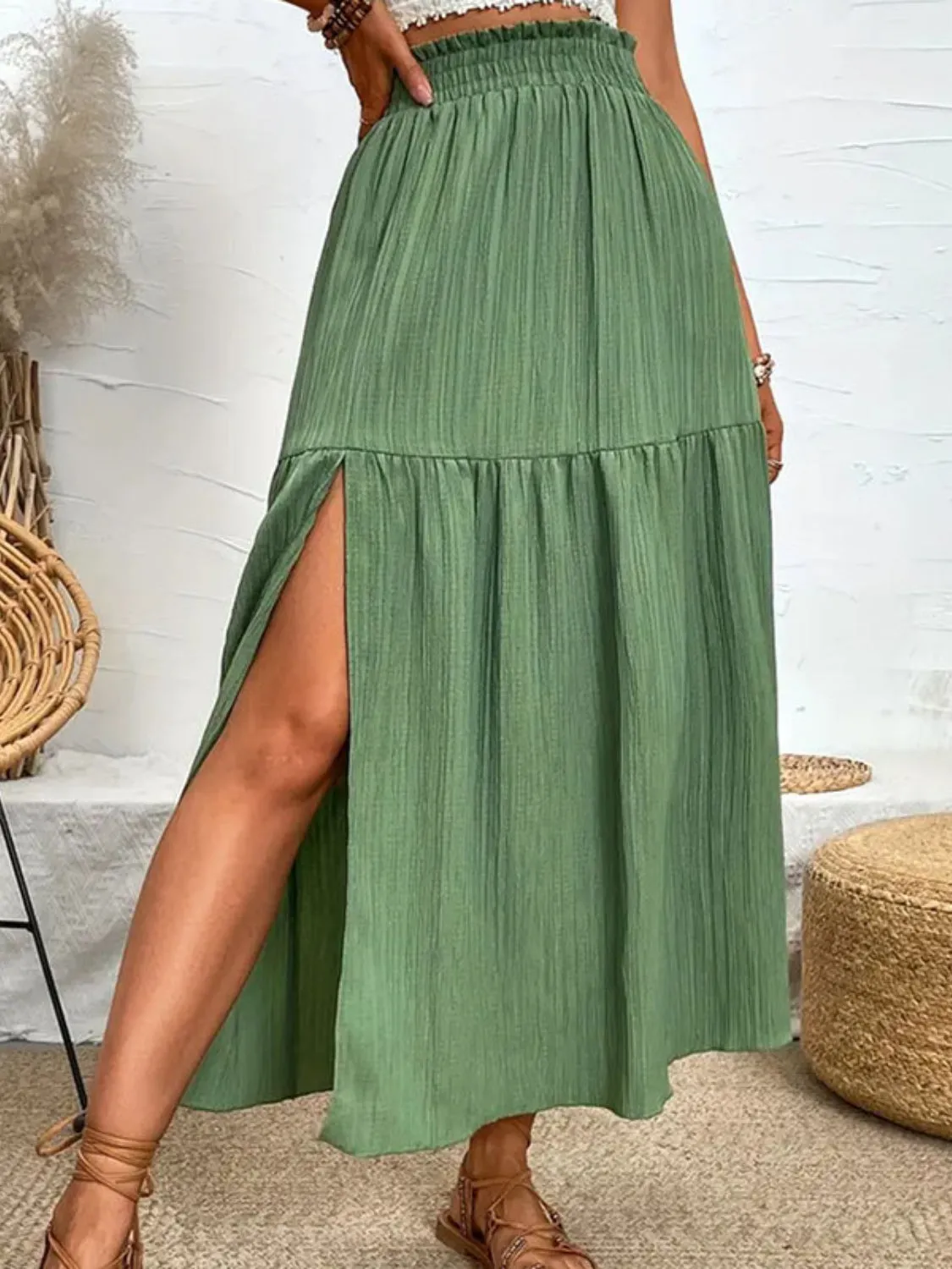 Frill Slit Bohemian Skirt