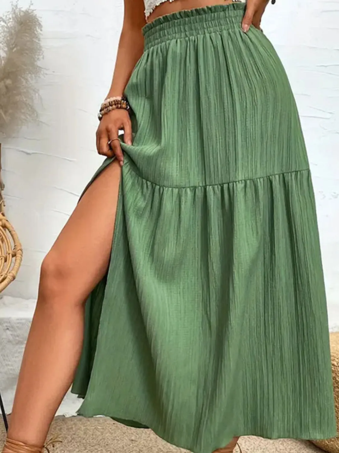 Frill Slit Bohemian Skirt