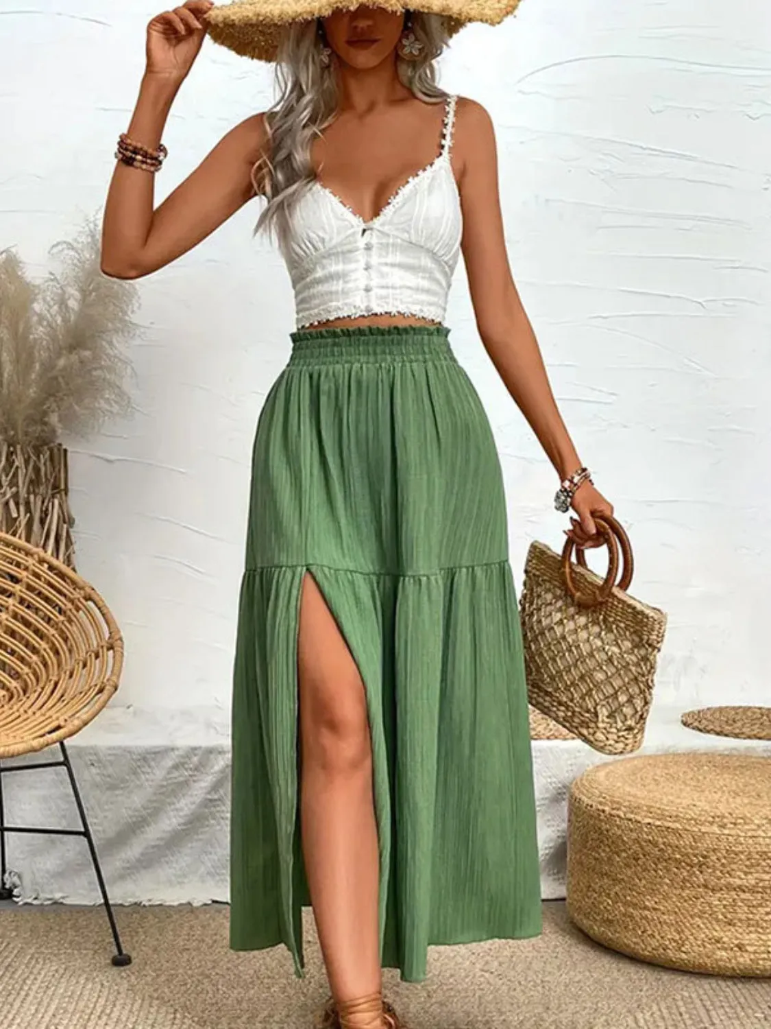 Frill Slit Bohemian Skirt
