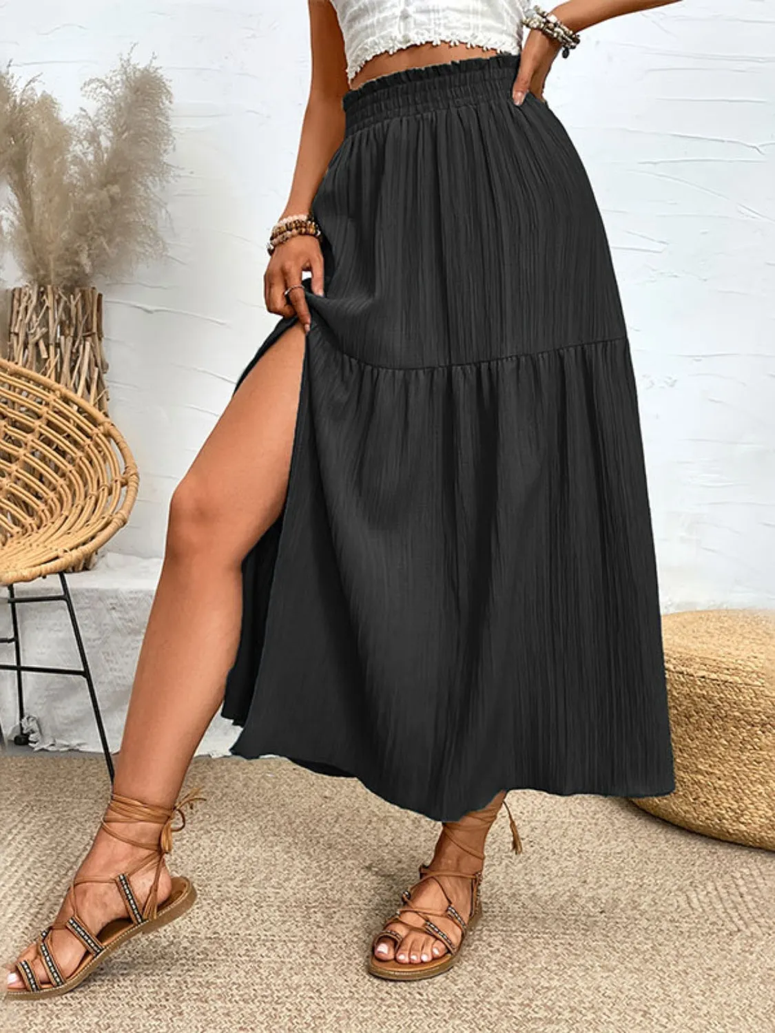 Frill Slit Bohemian Skirt