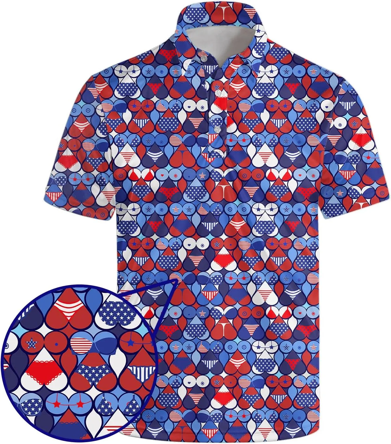 Funny Golf Polos for Men Funny Print Short Sleeve Shirts Quick Dry Polo Shirts Hawaiian Shirt Performance Golf Outfits