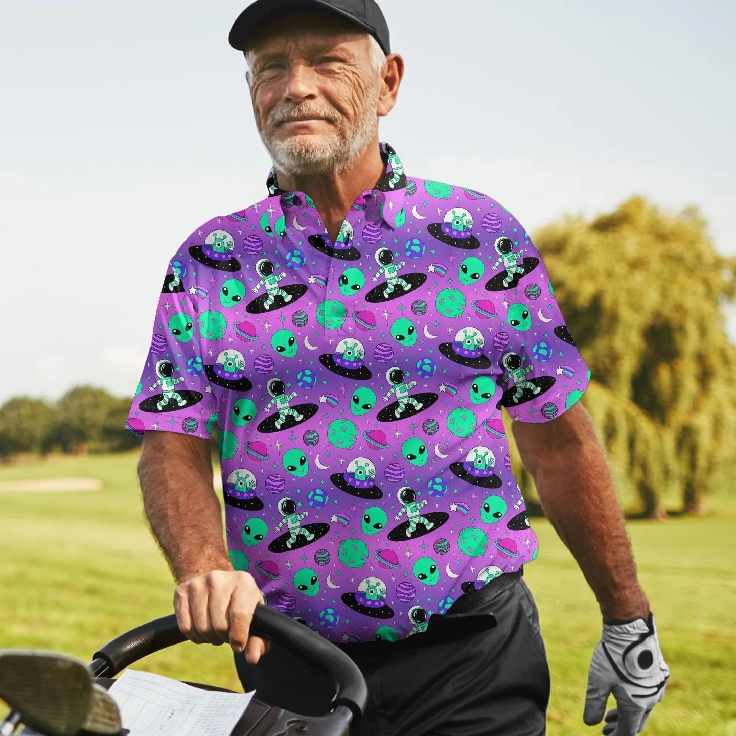 Funny Golf Shirts Dry Fit for Men, Mens Hawaiian Golf Polo Shirt, Mens Golf Polos Golfing