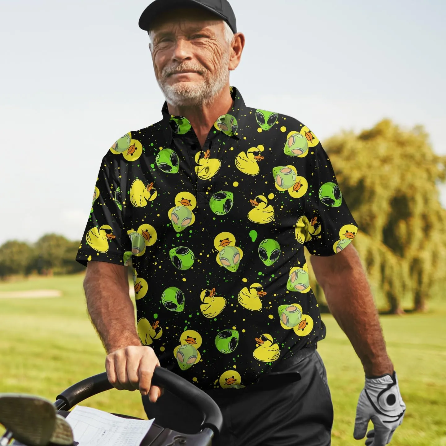 Funny Golf Shirts Dry Fit for Men, Mens Hawaiian Golf Polo Shirt, Mens Golf Polos Golfing