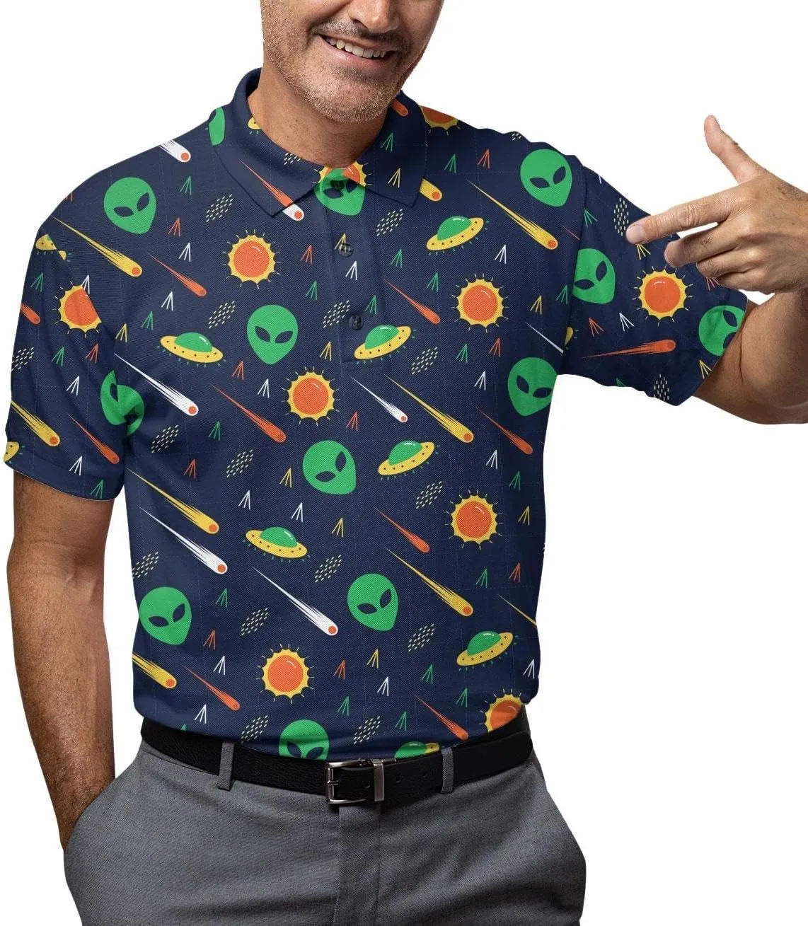 Funny Golf Shirts Dry Fit for Men, Mens Hawaiian Golf Polo Shirt, Mens Golf Polos Golfing