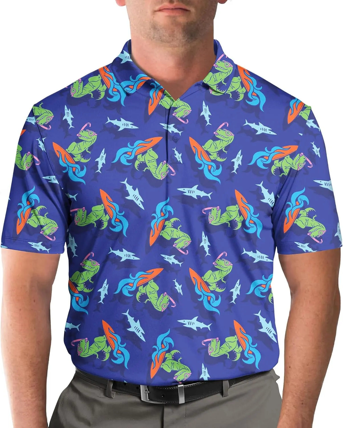 Funny Golf Shirts Dry Fit for Men, Mens Hawaiian Golf Polo Shirt, Mens Golf Polos Golfing