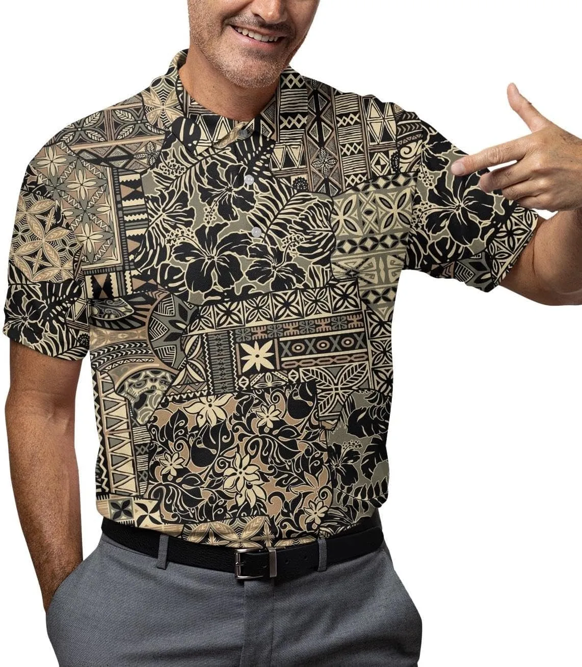 Funny Golf Shirts Dry Fit for Men, Mens Hawaiian Golf Polo Shirt, Mens Golf Polos Golfing